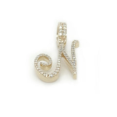 Diamond Cursive Letter "N" Pendant - White Carat - USA & Canada