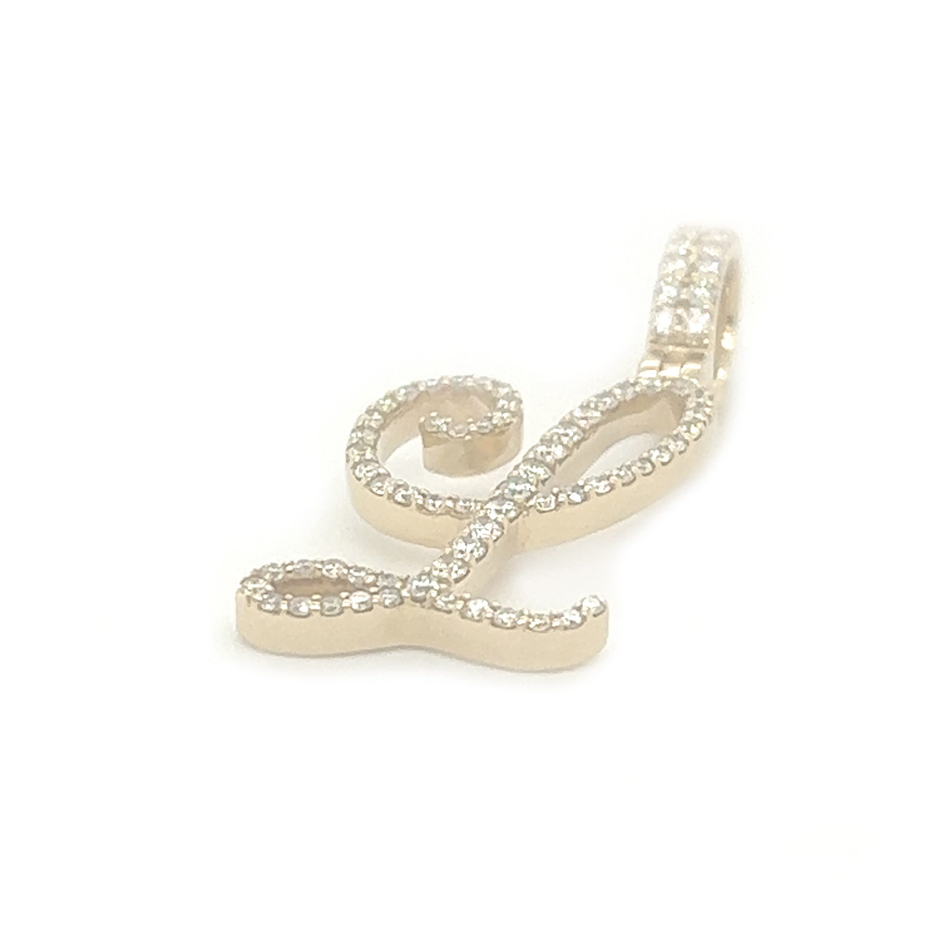 Diamond Cursive Letter "L" Pendant - White Carat - USA & Canada