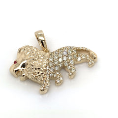 0.85 CT. Diamond Lion Pendant in 10K Gold - White Carat Diamonds 