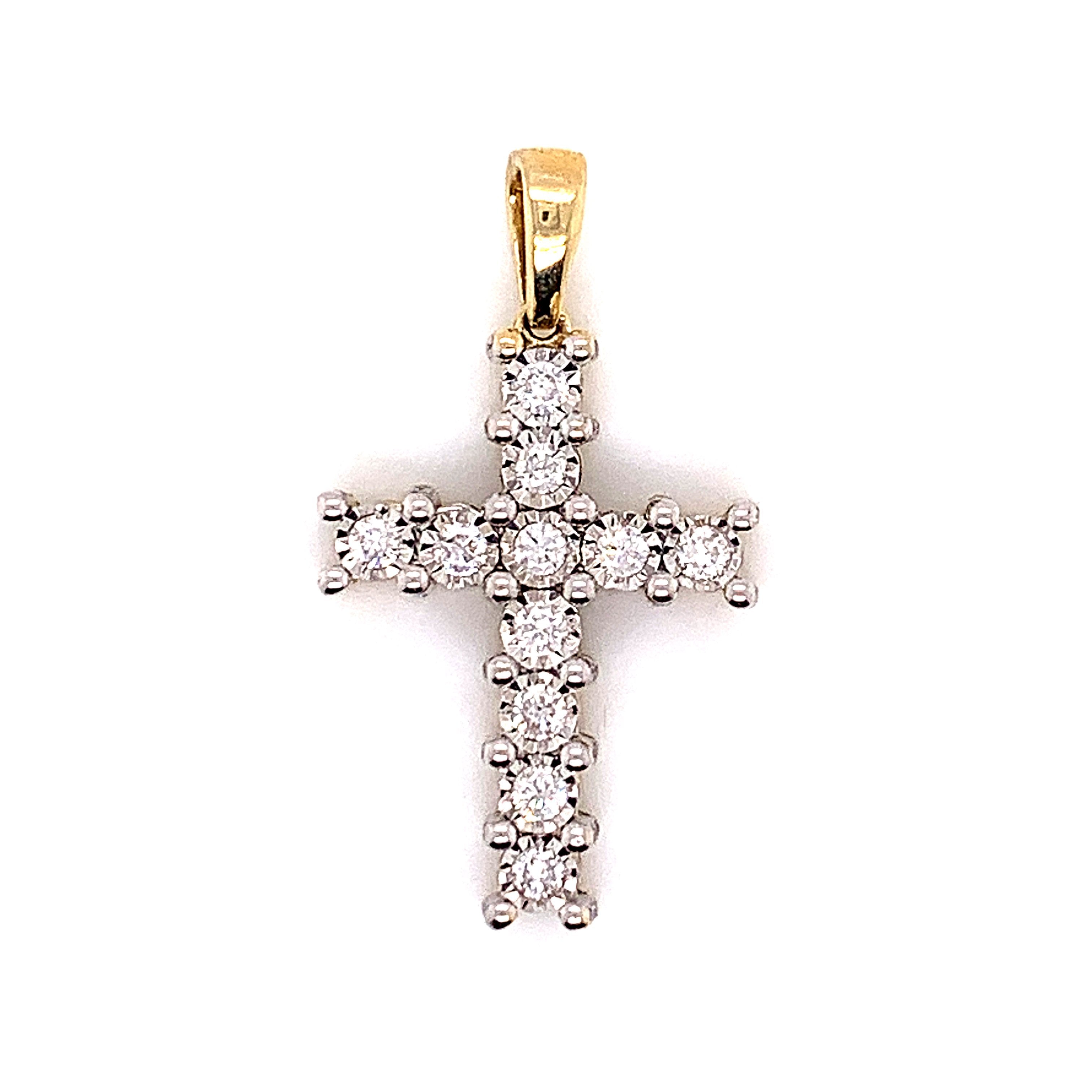 0.70CT Diamond 10K Yellow Gold Cross Pendant - White Carat - USA & Canada