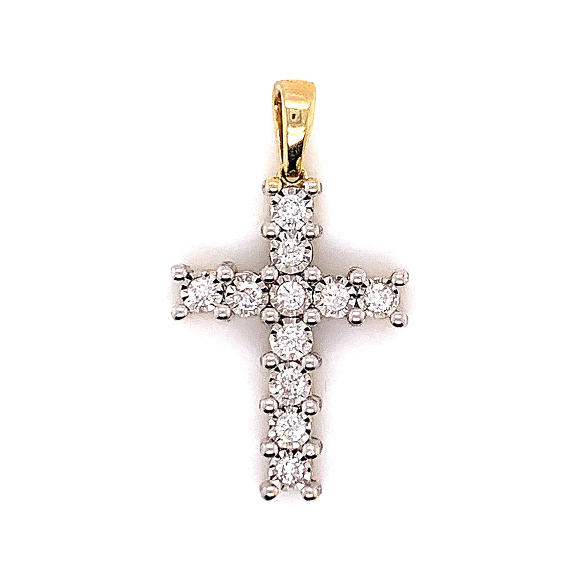 0.70CT Diamond 10K Yellow Gold Cross Pendant - White Carat - USA & Canada