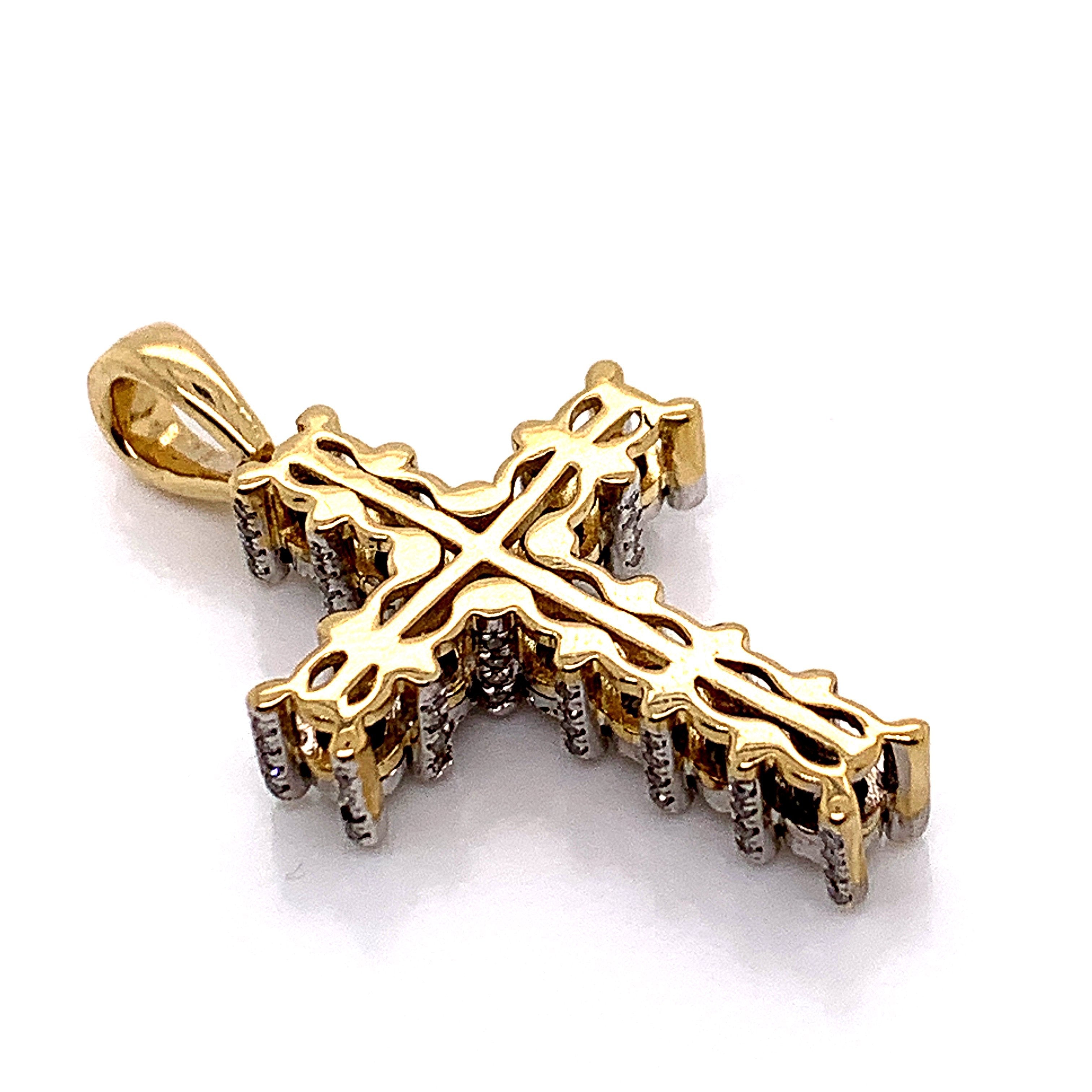 0.70CT Diamond 10K Yellow Gold Cross Pendant - White Carat - USA & Canada