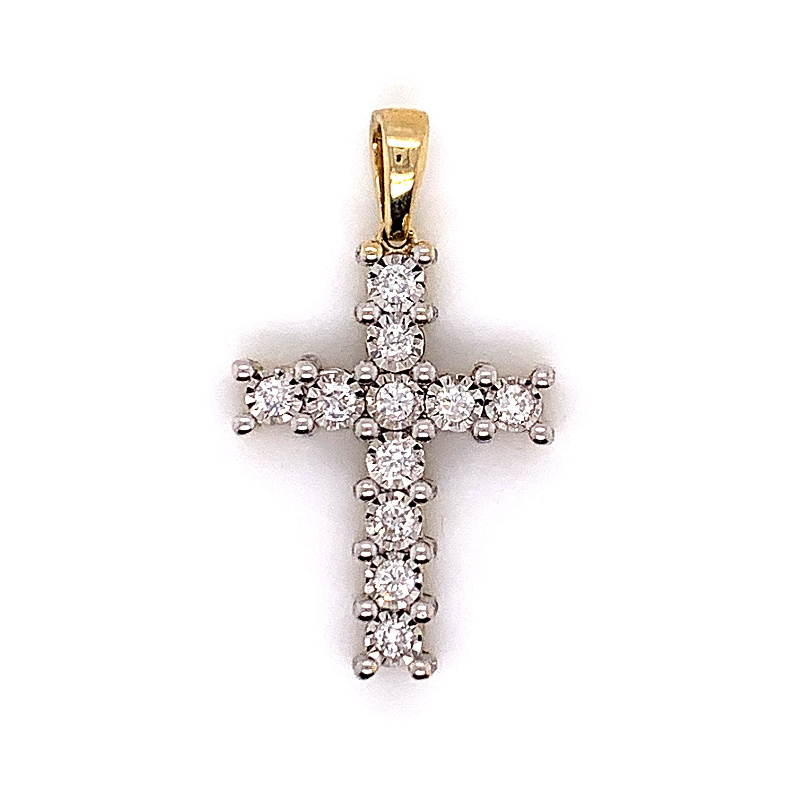 0.70CT Diamond 10K Yellow Gold Cross Pendant - White Carat - USA & Canada