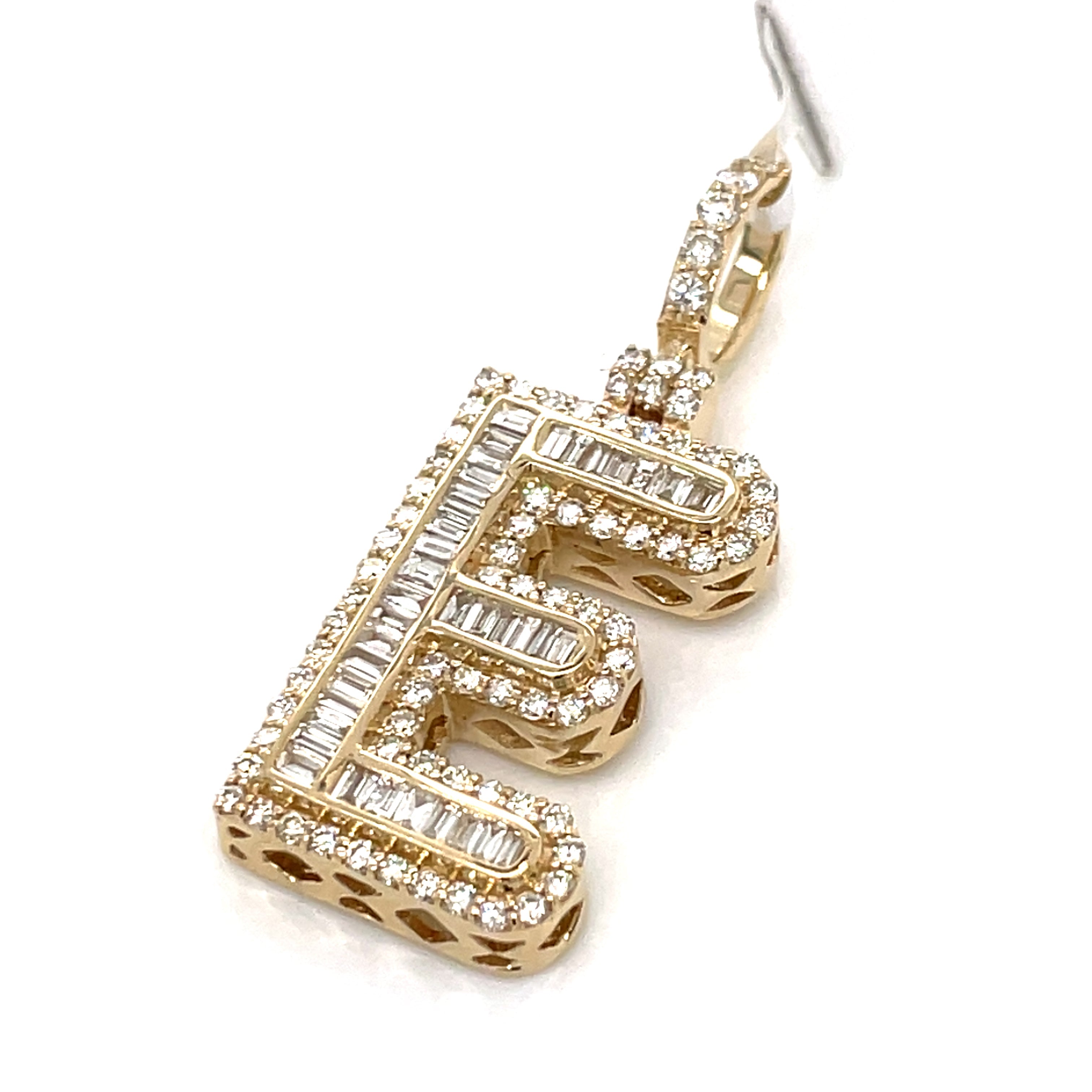 1.00 CT. Diamond ANY INTIAL Baguette Pendant in 10K Gold - White Carat Diamonds 