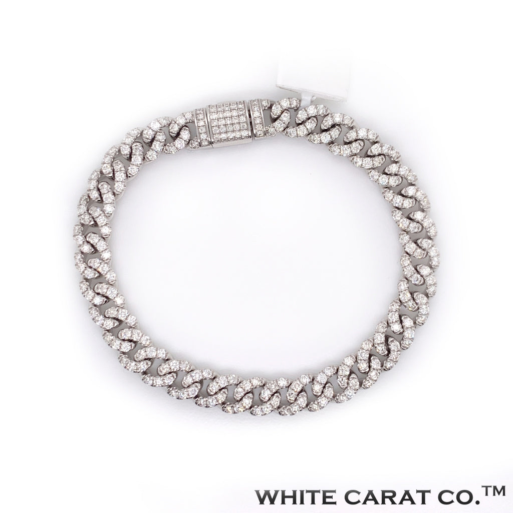 Diamond Cuban Bracelet White Gold 10K - White Carat - USA & Canada