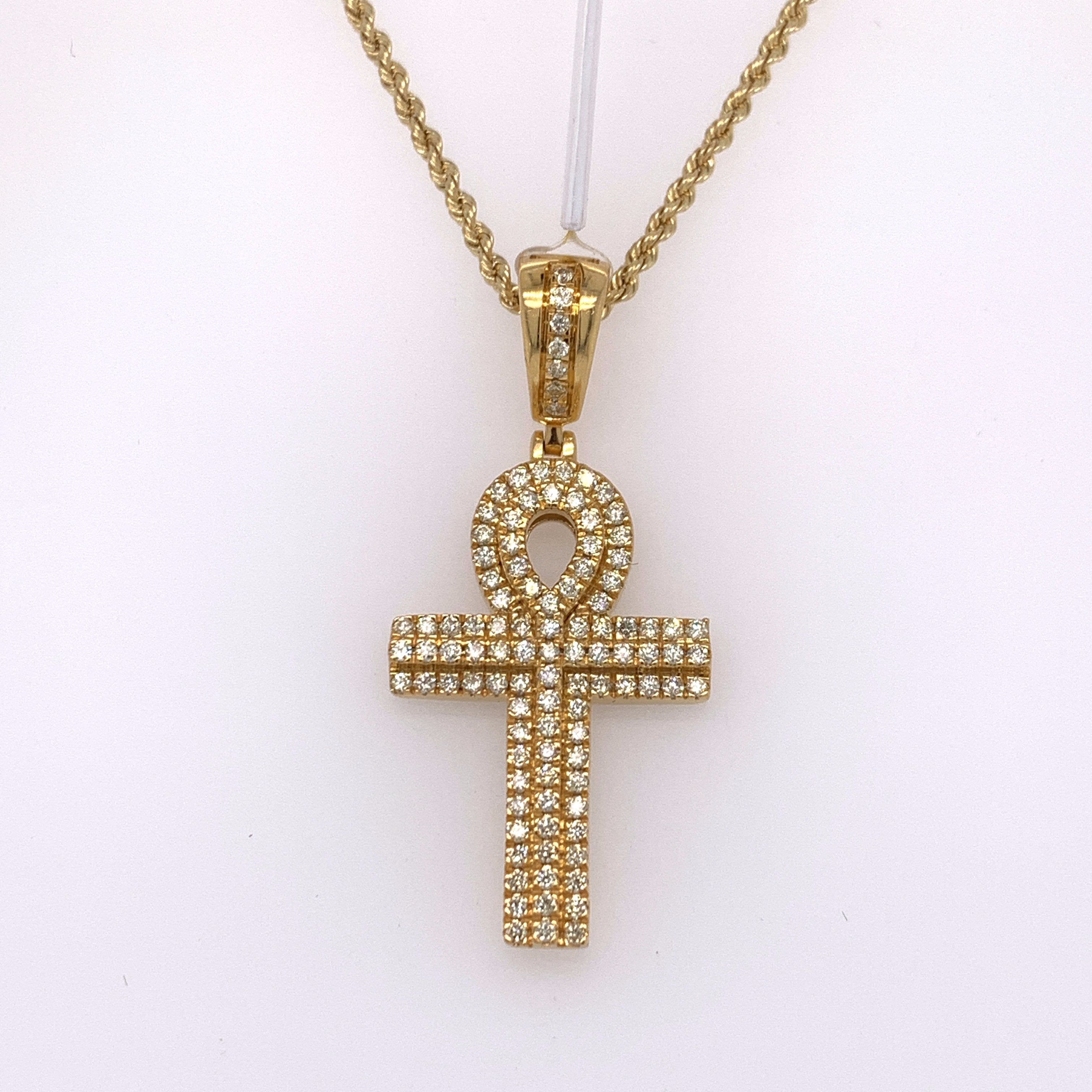 0.97 Ct Diamond Ankh Gold Pendant Pendants