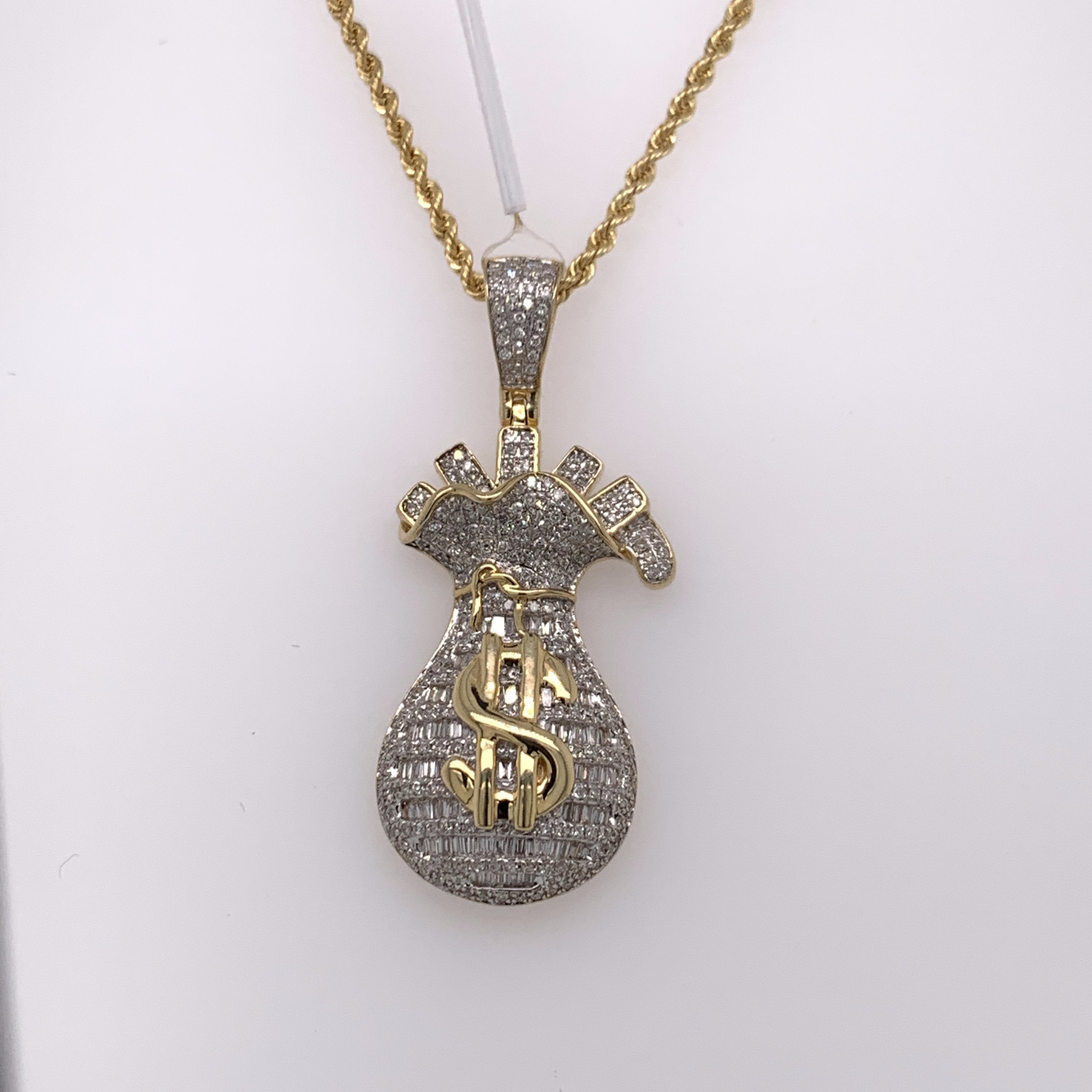 Diamond Money Bag Pendant - White Carat - USA & Canada