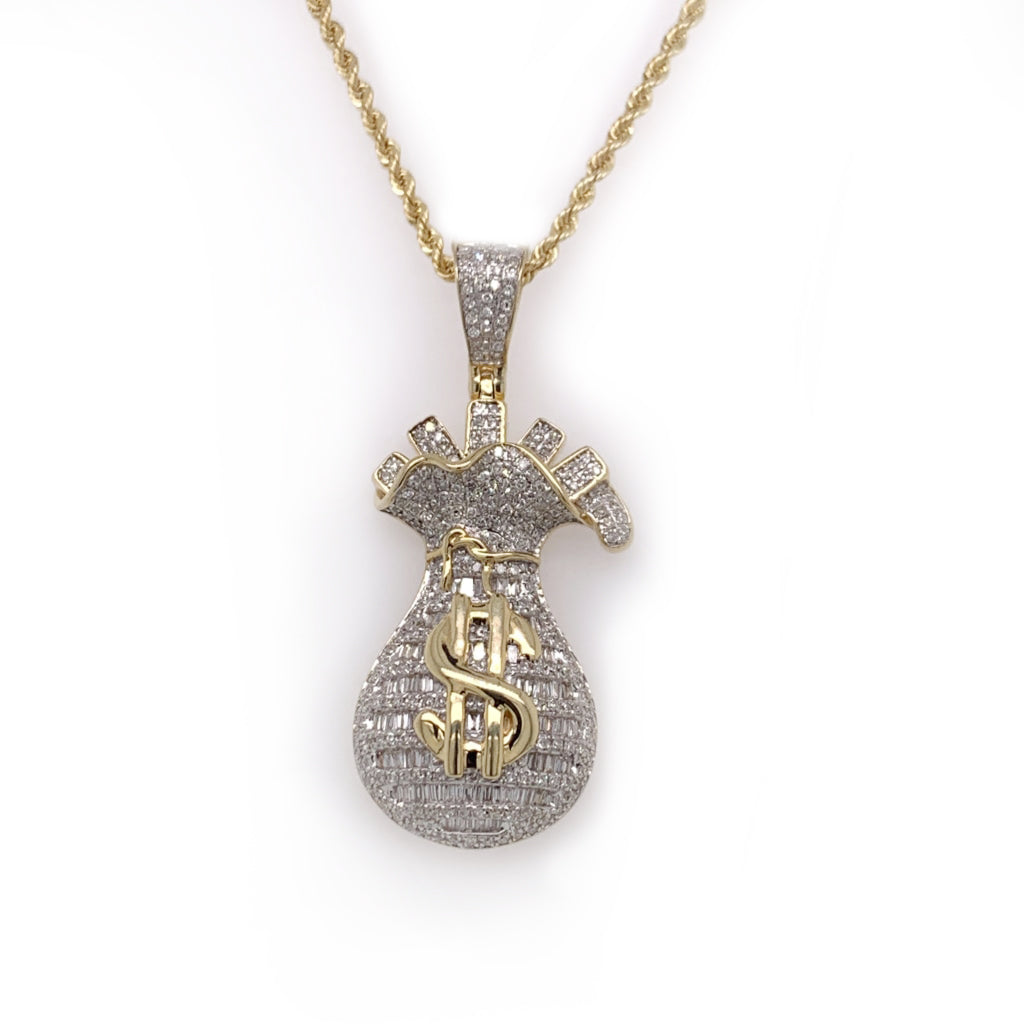 Diamond Money Bag Pendant - White Carat - USA & Canada