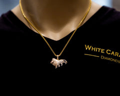 0.85 CT. Diamond Lion Pendant in 10K Gold - White Carat Diamonds 