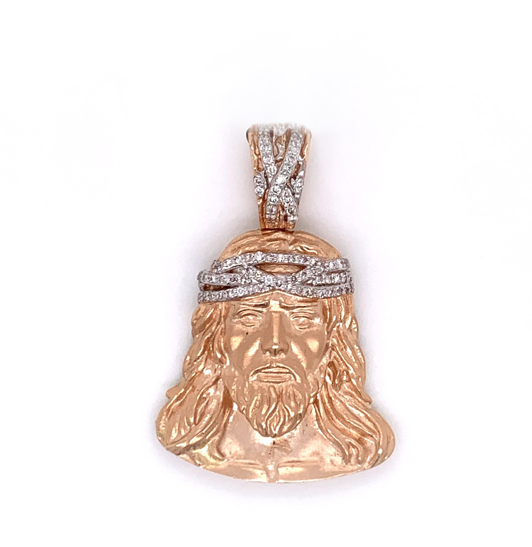 Diamond Jesus Pendant Rose Gold 14k - White Carat - USA & Canada