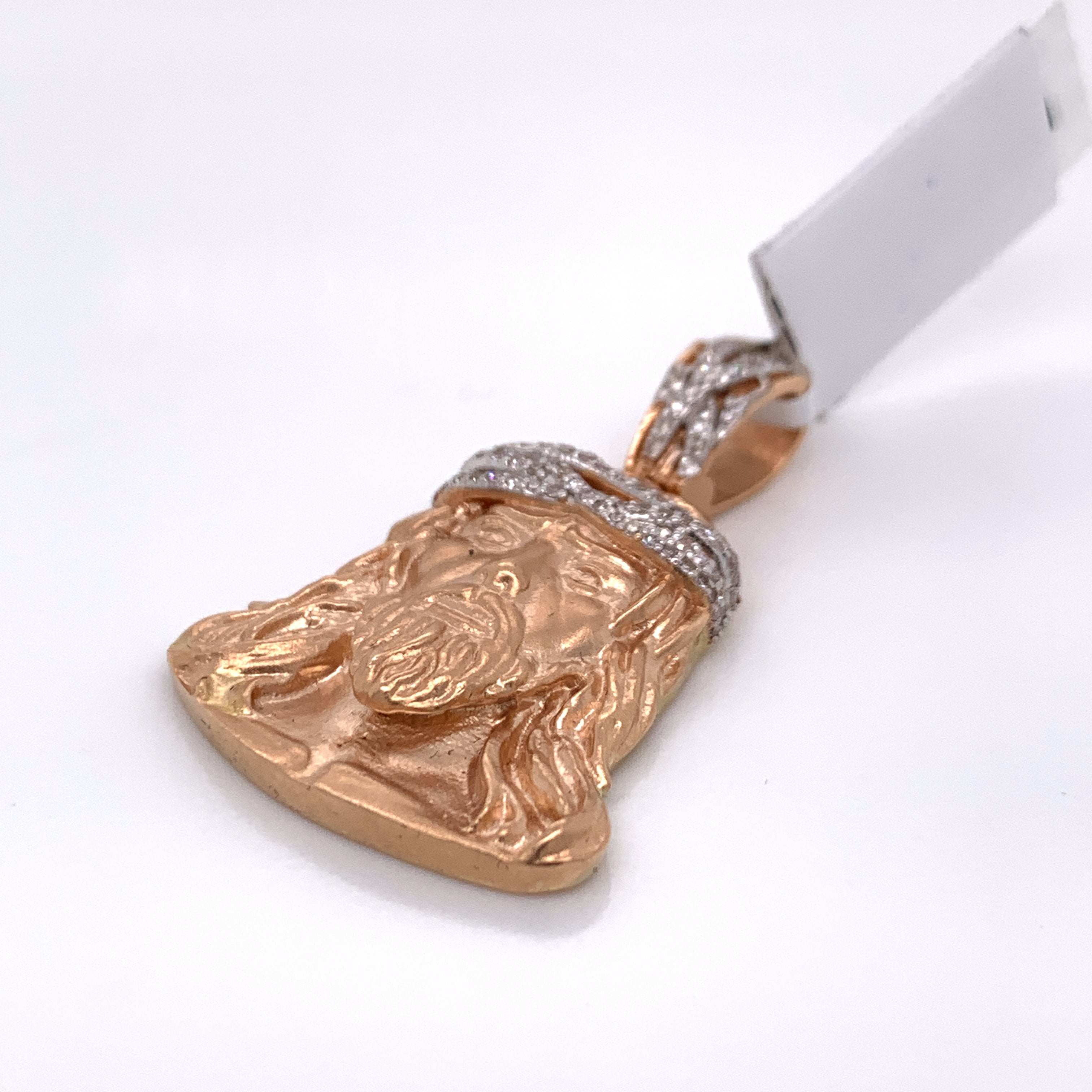 0.35CT Diamond Jesus Pendant in 14K Rose Gold - White Carat Diamonds 