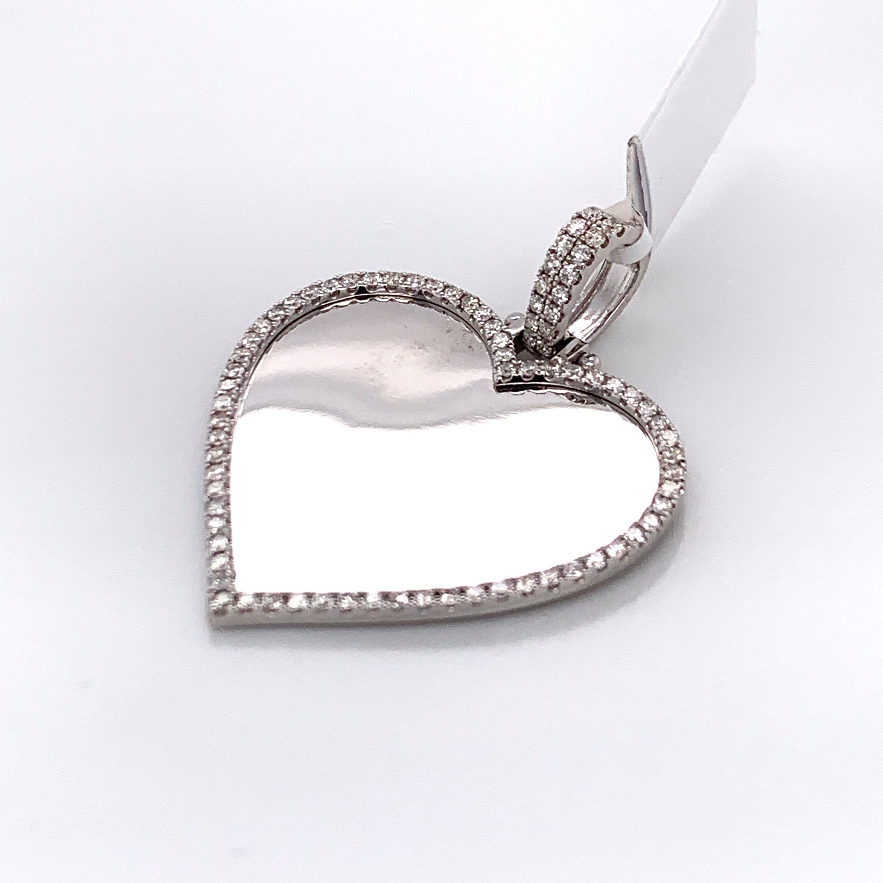 1.00CT Diamond Memory Heart Pendant in 14K White Gold - White Carat Diamonds 