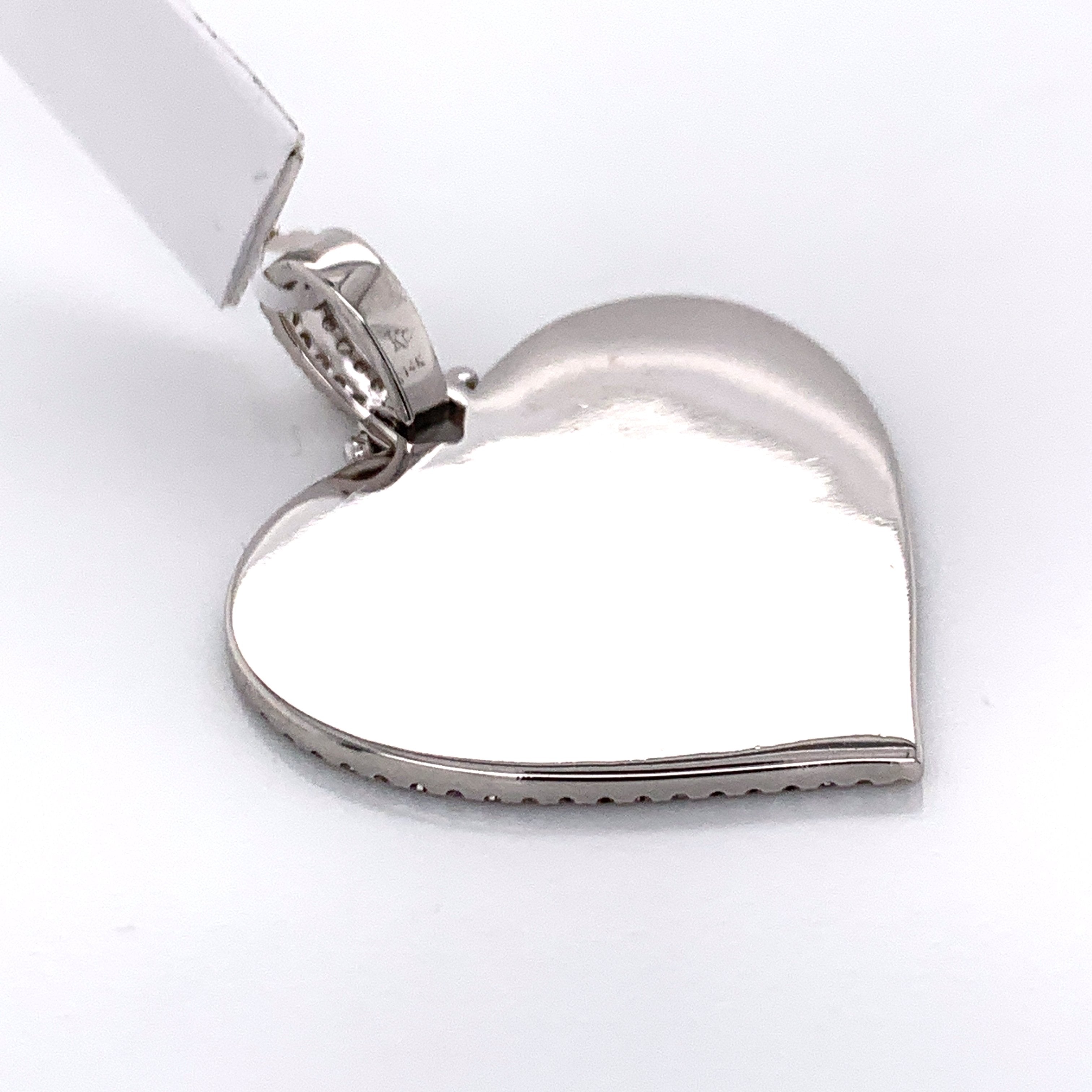 1.00CT Diamond Memory Heart Pendant in 14K White Gold - White Carat Diamonds 